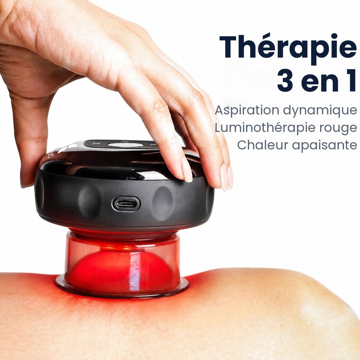 Ventouse massante électrique 4-en-1 — aspiration, chaleur & lumière rouge - Tsunaya