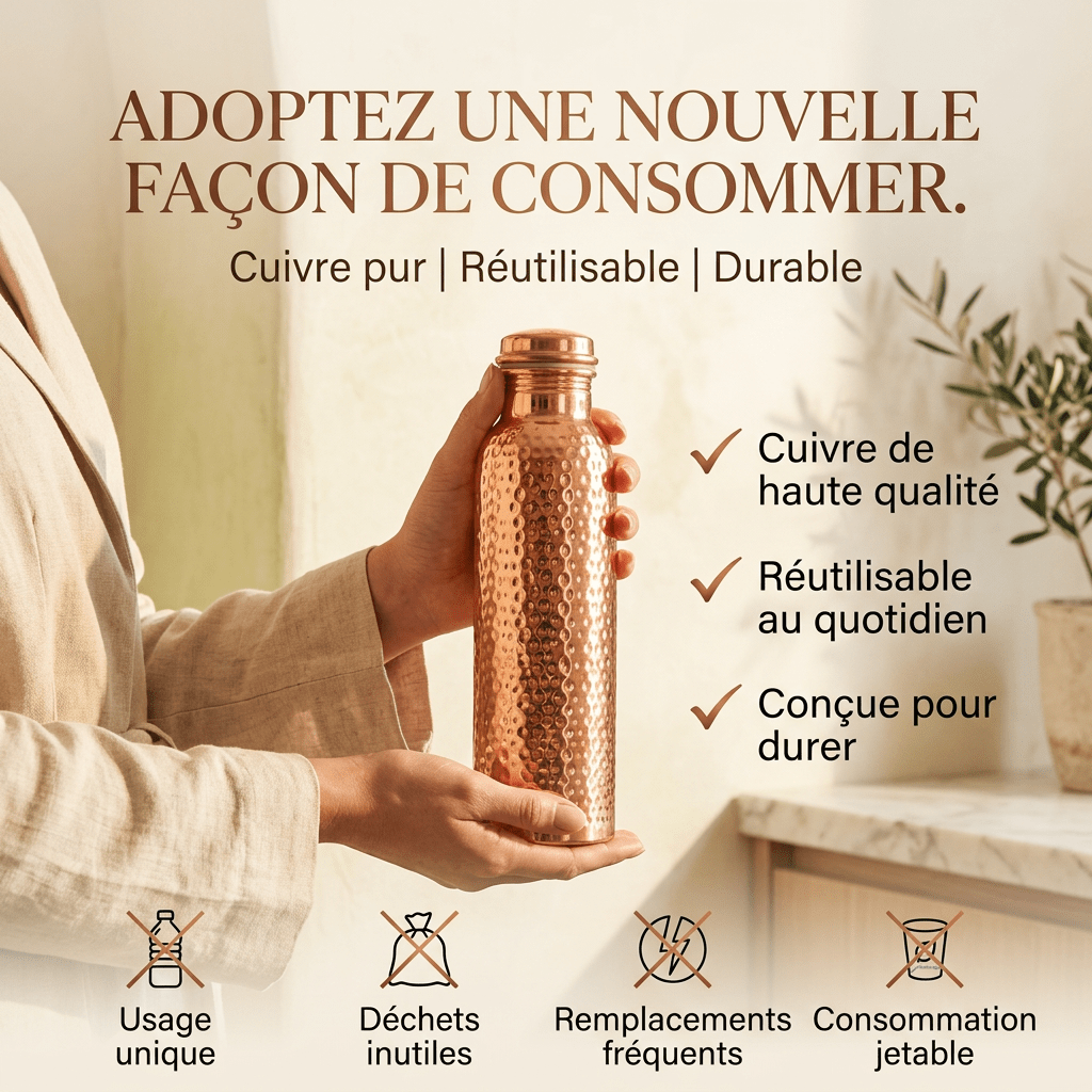 Tsunaya™ | Bouteille en cuivre pur conçue pour durer - Tsunaya