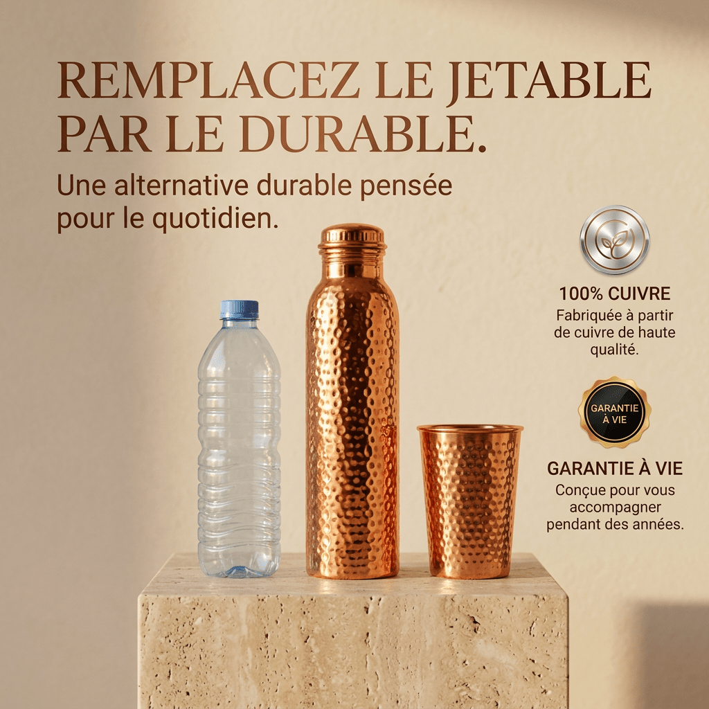 Tsunaya™ | Bouteille en cuivre pur conçue pour durer - Tsunaya