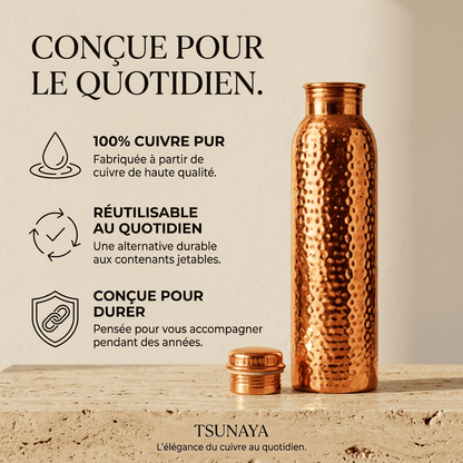 Tsunaya™ | Bouteille en cuivre pur conçue pour durer - Tsunaya