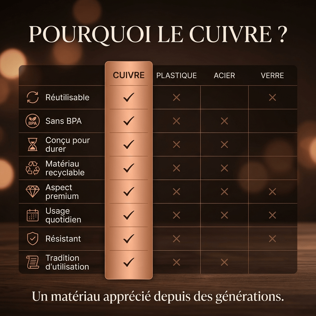 Tsunaya™ | Bouteille en cuivre pur conçue pour durer - Tsunaya